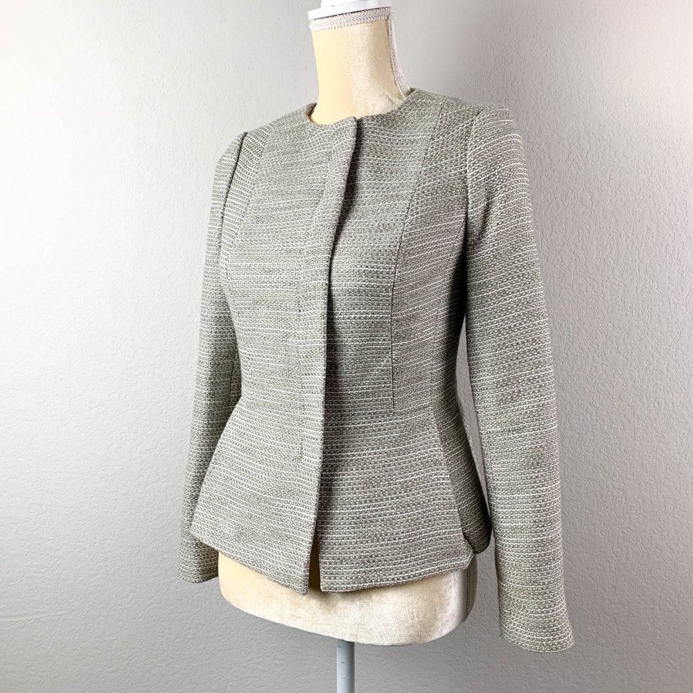 The Limited Women's Light Gray Textured Peplum Blazer